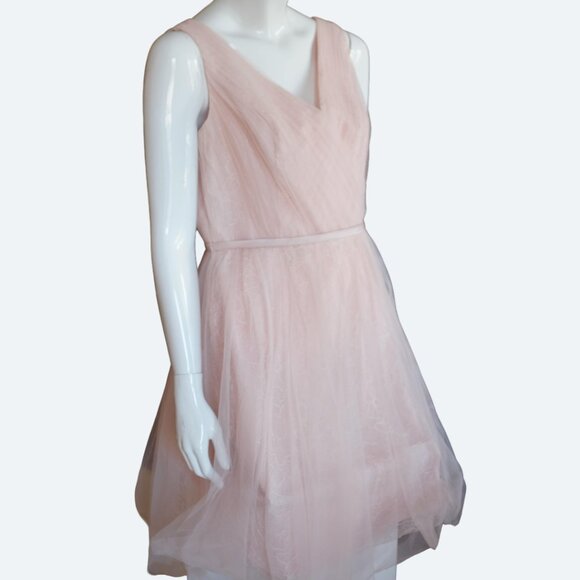 COPY - White by Vera Wang Blush Tulle over Lace Bridesmaid Dress size 12 - Picture 4 of 9